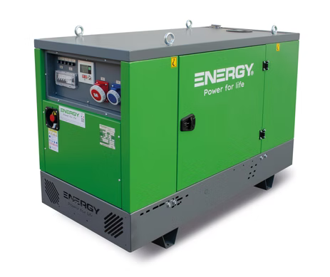 Stromerzeuger Diesel 20kVA 400V/230V 50Hz, 1500 U/Min
Dieselmotor Perkins 404A-22G1(not emissioned), Elektrostart, 55 Liter Tank
Synchrongenerator 4 Pole Bürstenlos mit AVR Regelung
Schallverhaubung
manuelle Schalttafel mit RGK420SA Steuerung (digitale Anzeige für Spannung, Strom, Frequenz, Tankinhalt)
Not Aus Schalter